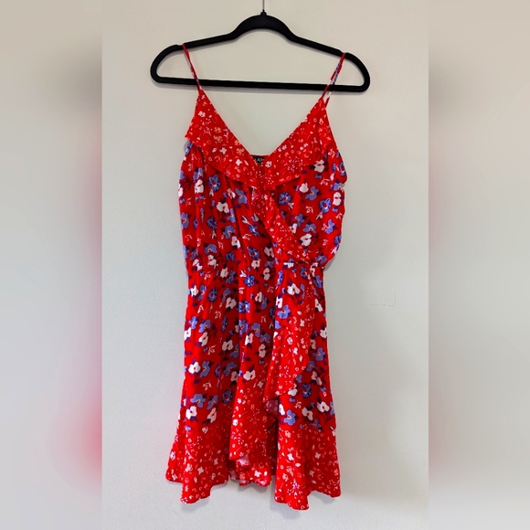 Express Red Floral Sun Dress - Picture 1 of 5